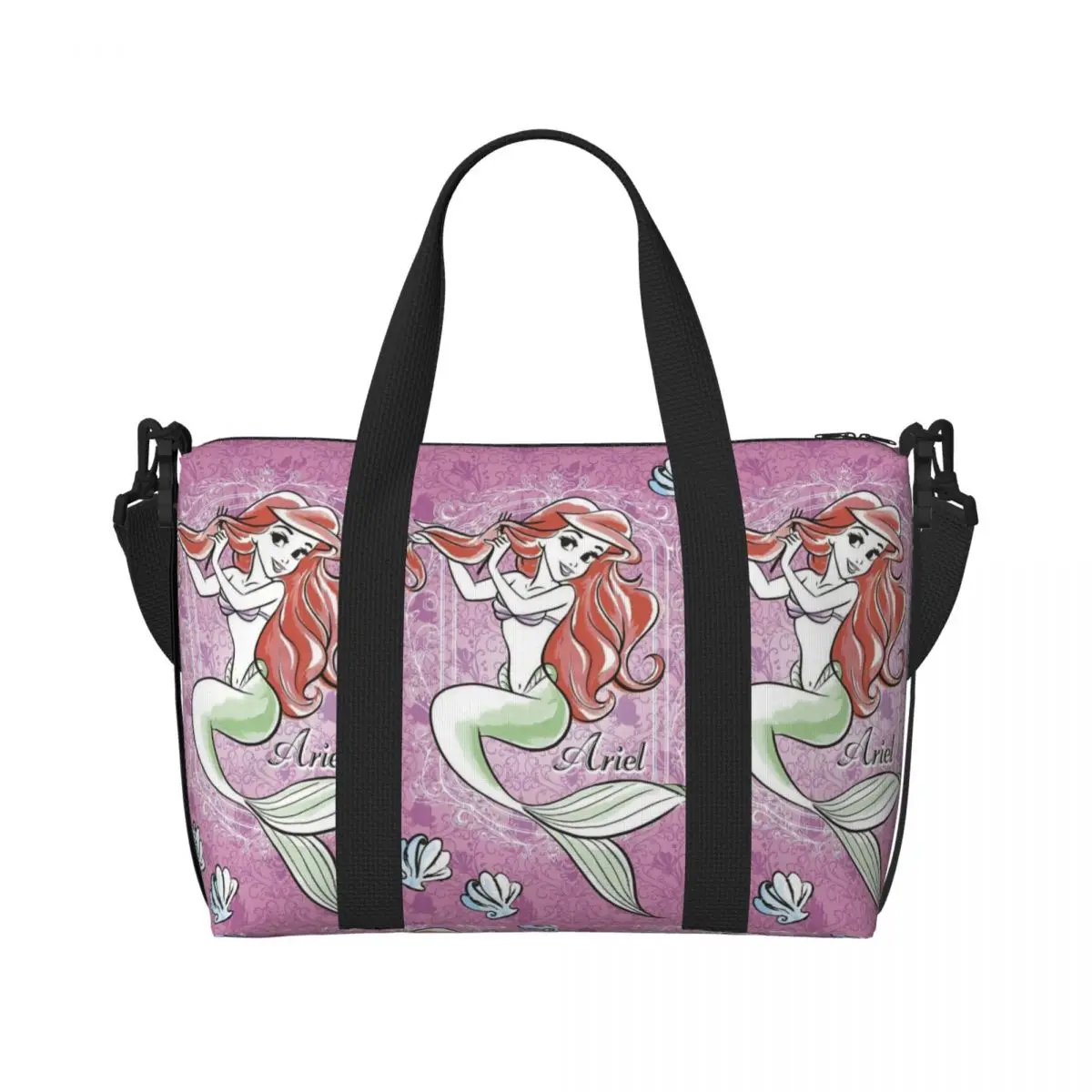 Custom Ariel Cute Cartoon Beach Tote Bag for Women The Little Mermaid Big Compartment Gym Beach Travel Bags