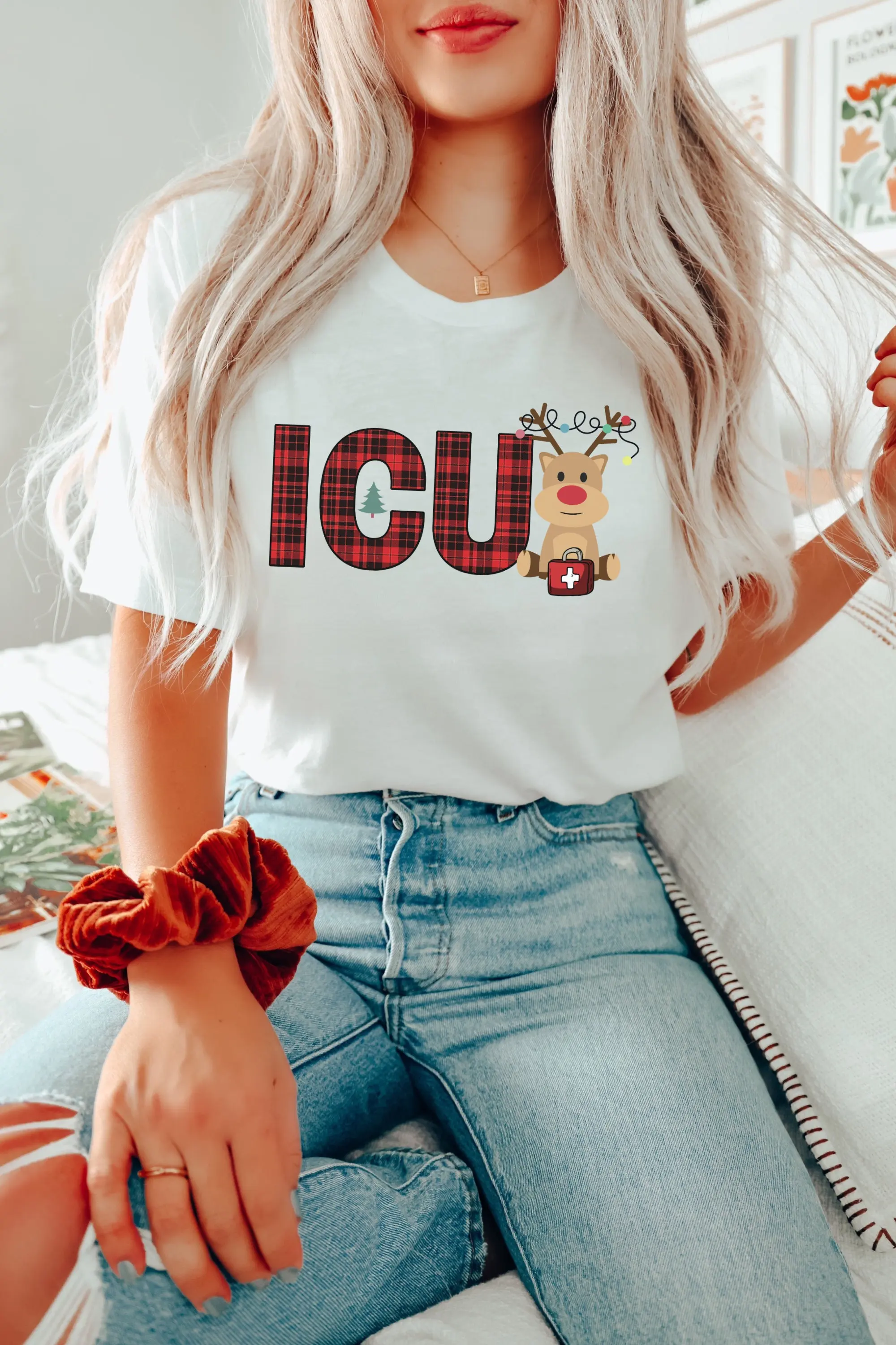 ICU Nurse Christmas shirt Intensive Care Unit T Party tee Holiday Festive Xmas gift for nursing group top