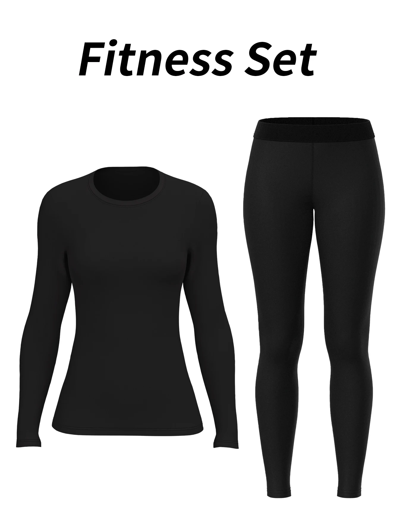 Women's Fitness Sports Bra Set, Comfortable Base Layer, Lightweight, All-Season Leggings, Long-Sleeve Top Compression Yoga Set