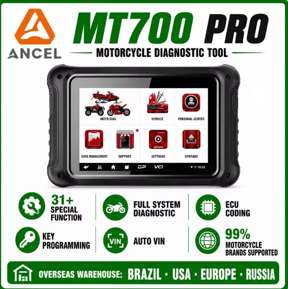2026 ANCEL MT700 PRO Motorcycle Diagnostic Scanner 31+ Special Function ABS Bleeding AUTO VIN Full System Motorbike OBD2 Scanner