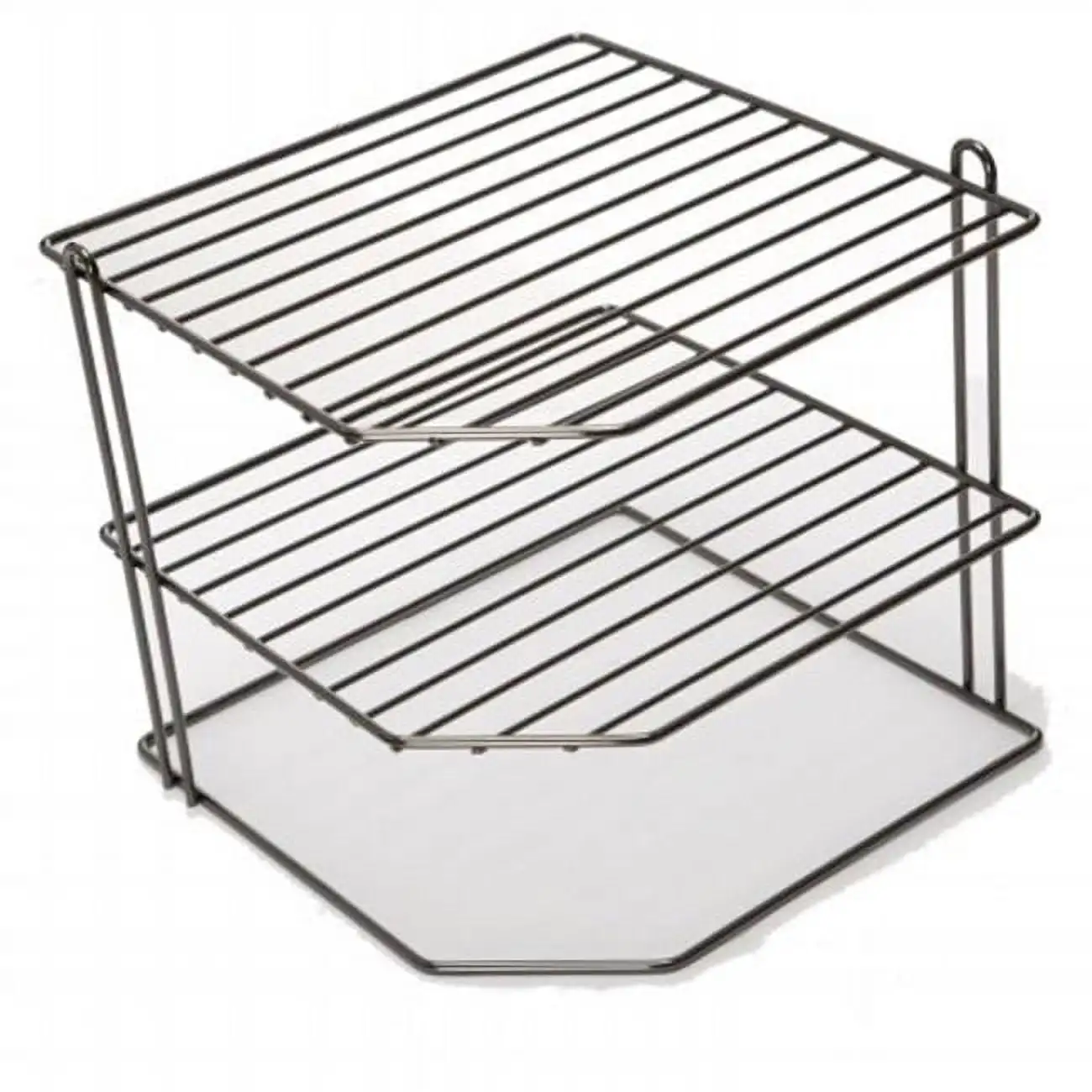 

Home Basics Kitchen 3 Tier Corner Counter and Cabinet Wire Shelf, Onyx Chrome