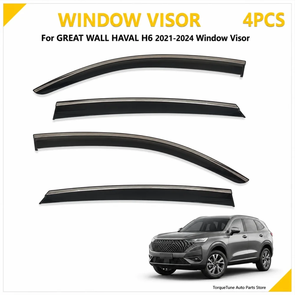 In Channel Rain Guard Window Visor Wind Deflector For GREAT WALL HAVAL H6 2021-2024 Weather Shield Door Vent Visors