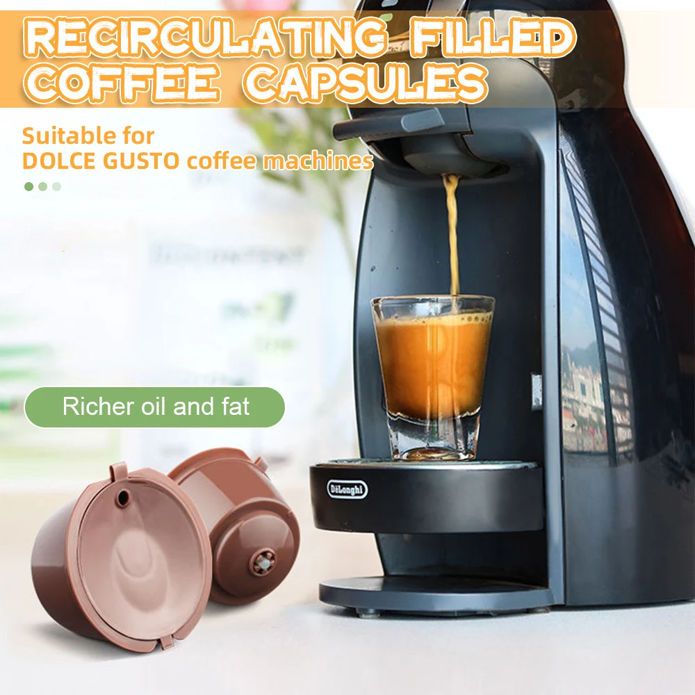 Reusable Coffee Capsule Filter Cup For Nescafe Dolce Gusto Refillable Caps Spoon Coffee Strainer Tea Basket Kitchen Accessory