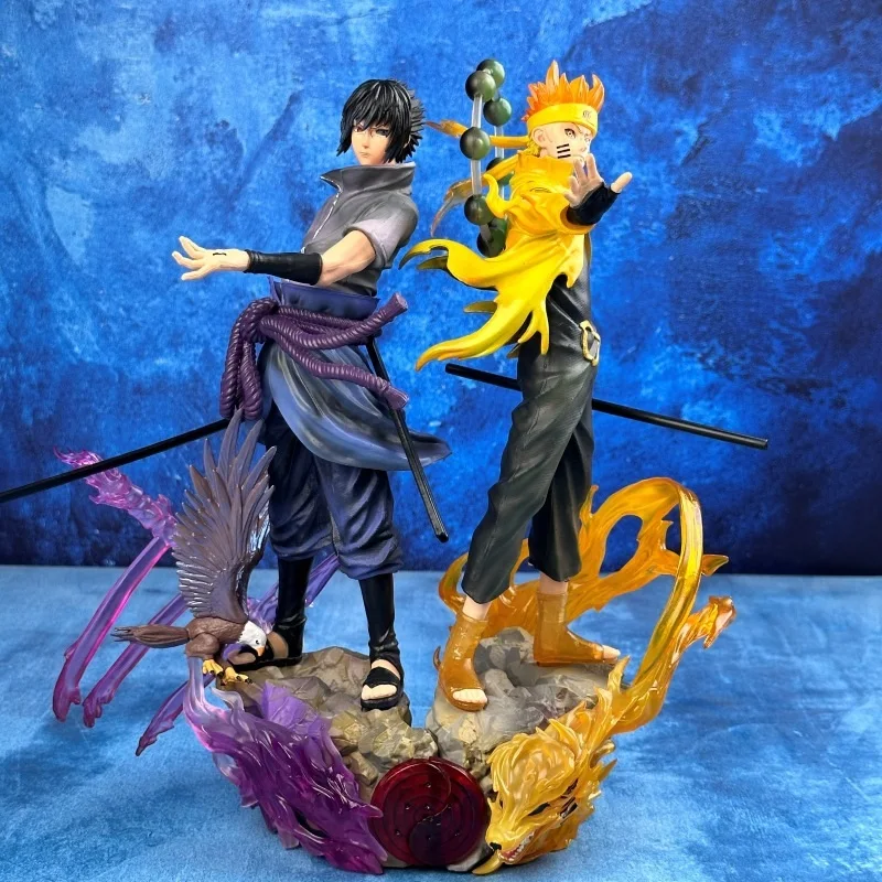 

24~26cm Naruto Shippuden Figurine Naruto Uzumaki Uchiha Sasuke Anime PVC Action Figure Toy Statue Collection Model Doll