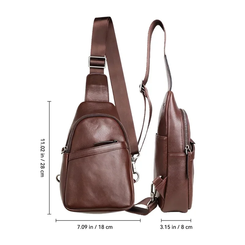 New Men's Soft Leather Crossbody Chest Bag Large Capacity Business Casual Fashion Top Layer Cowhide Satchel Handbag