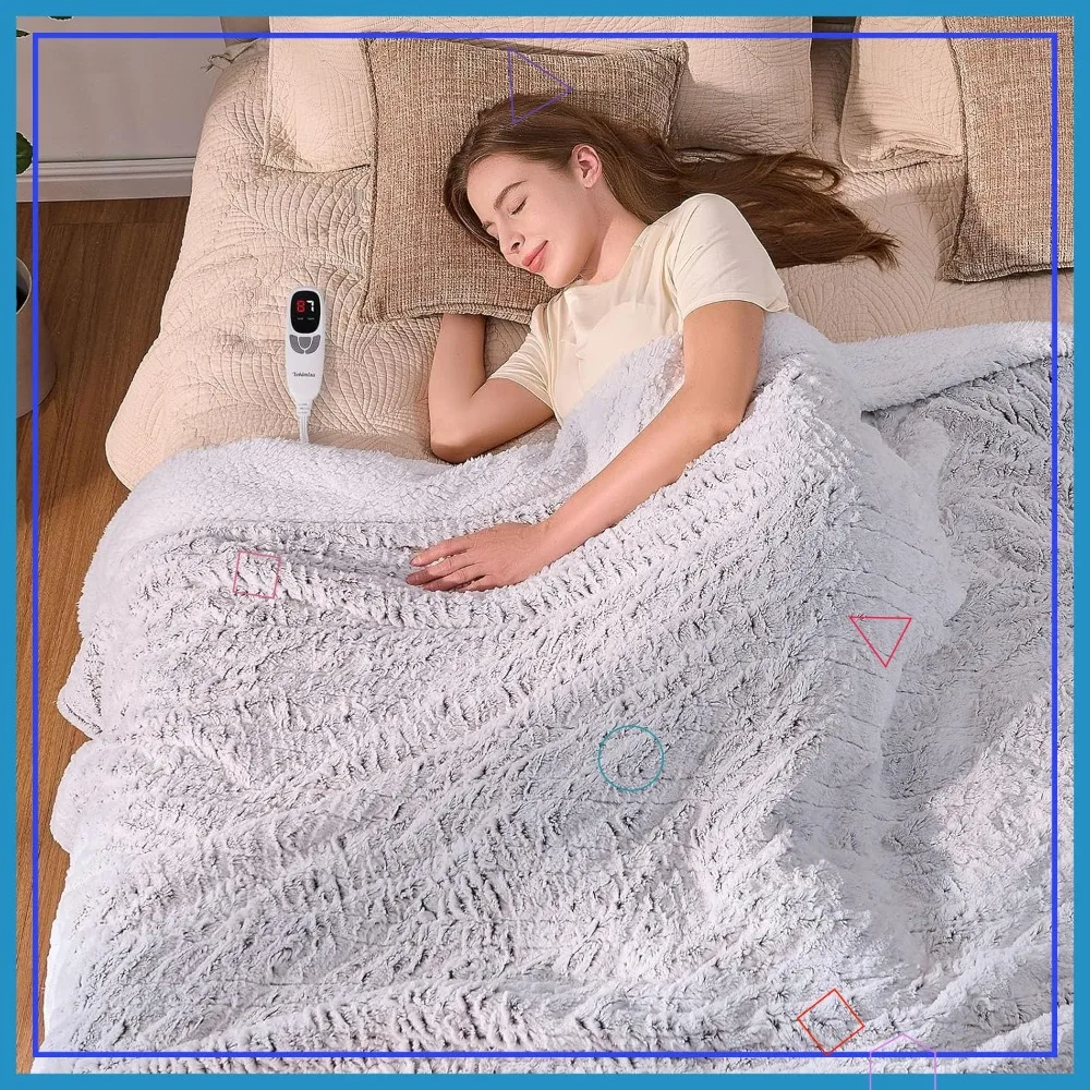 

Electric Heated Blanket Twin Size 62x84, 9 Heat Levels & Timer, Silky Faux Fur, Machine Washable Cozy Bedding Gift