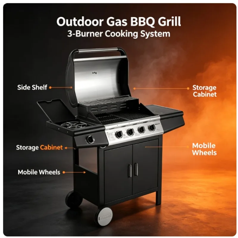 Stainless Steel Outdoor BBQ Grill Heavy Duty Barbecue Rack Rust Resistant for Villa Patio Commercial Backyard Party