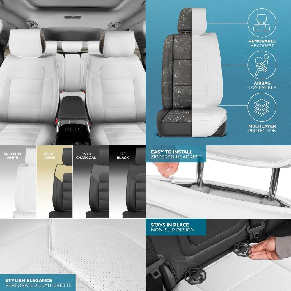 

Classic Edition Seat Covers, Full Set Faux Leather Seat Covers for Cars Trucks Vans SUV, Semi Custom Fit Car Seat Covers Front &