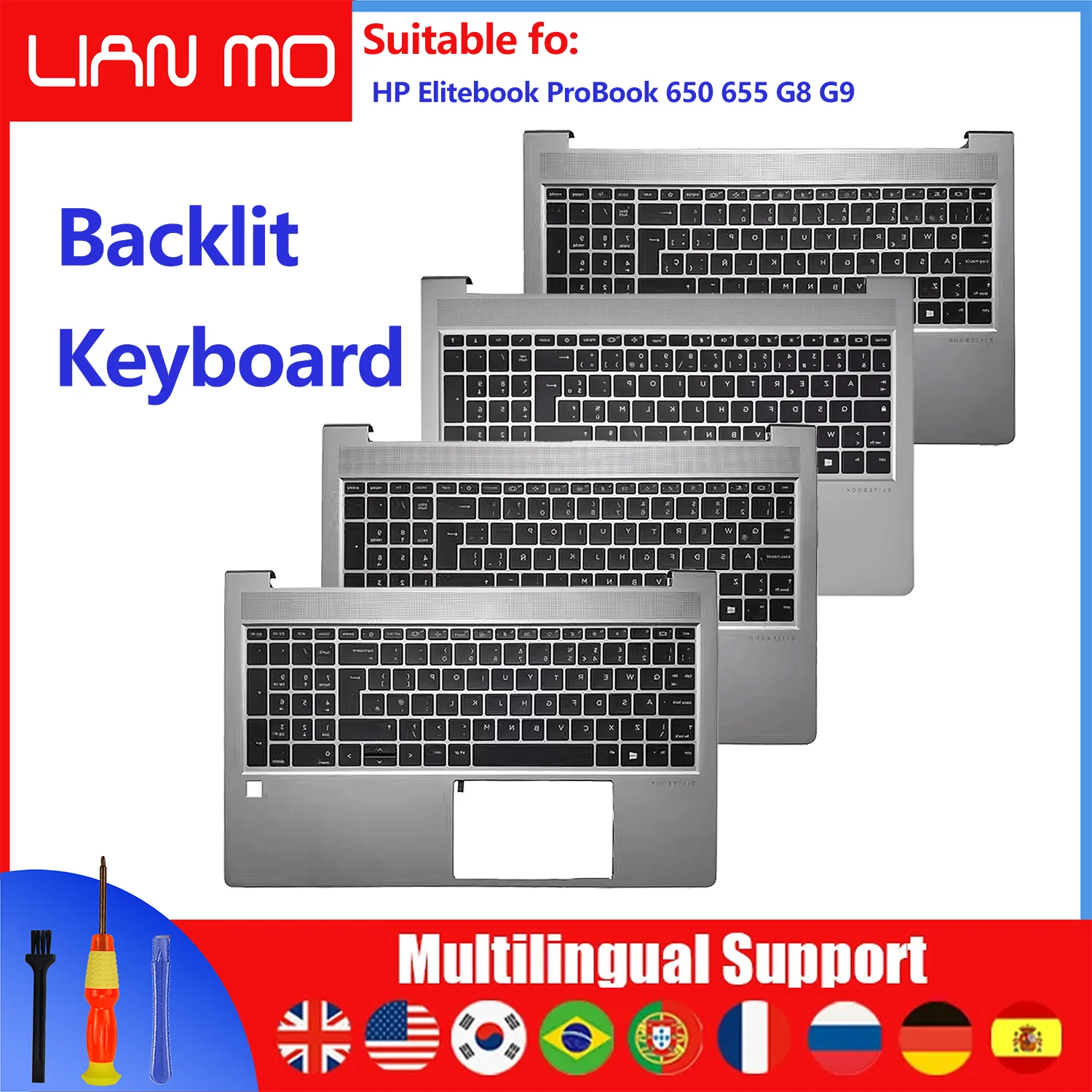 Spanish/French/Latin Spanish/UK/US layout for HP Elitebook ProBook 650 G8 G9 655 G8 G9 C-shell backlight keyboard