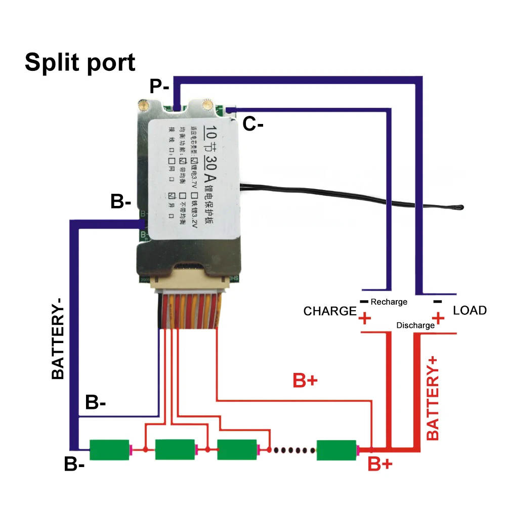 BMS 10S 36V 30A Lithium 18650 Papan Perlindungan Baterai Split Port Li-ion Equalizing PCB untuk Power Bank/Escooter