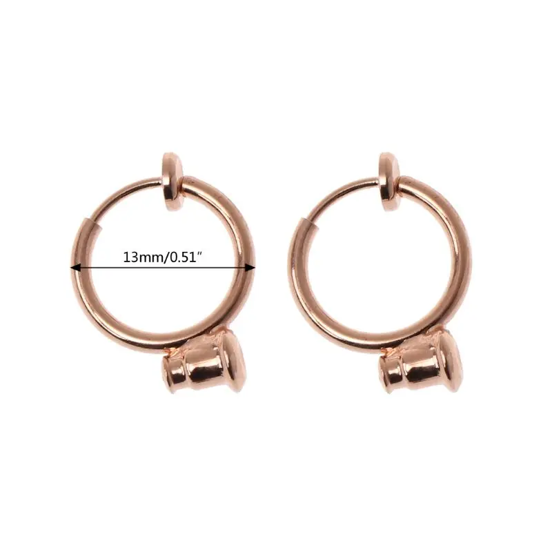 M2EA 13mm Round Clip-on Hoop Earrings Clips Spring Hoop Ear Rings Accessary