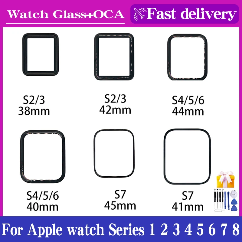 

For Apple Watch Series 1 2 3 4 5 6 7 8 External Lens Panel Touch Screen Front Screen External Glass Replacement + OCA