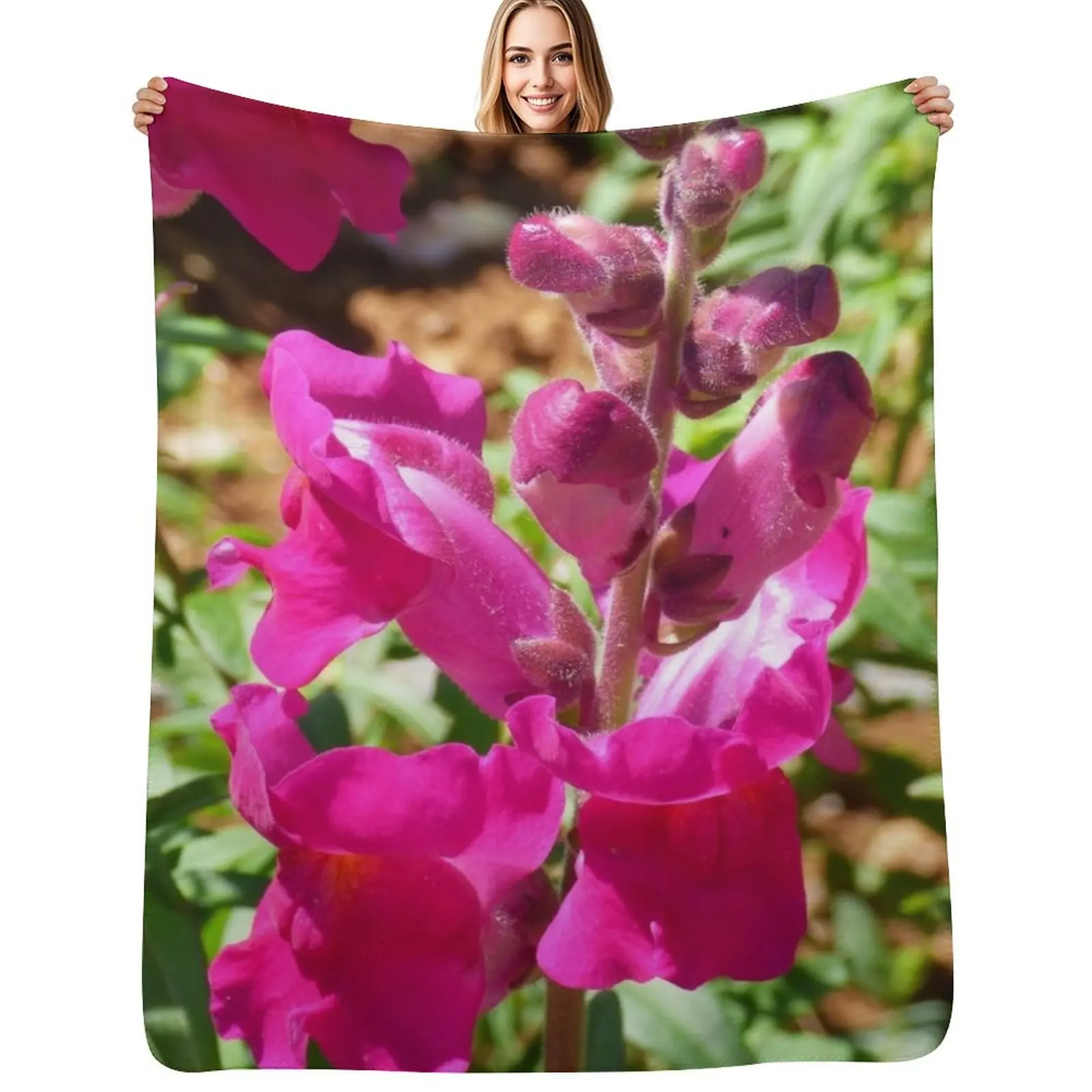 Snapdragon pink flowers Throw Blanket Bed linens Luxury christmas gifts Moving Quilt Single Blankets