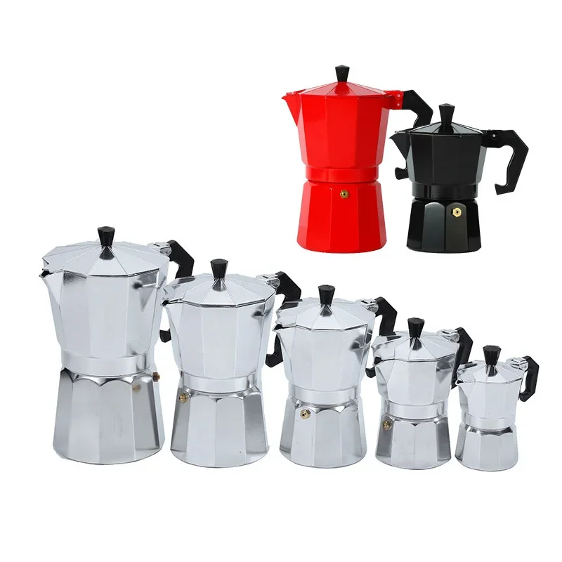 Cafetera de doble válvula para Moca, equipo de café europeo Octagonal de aluminio italiano