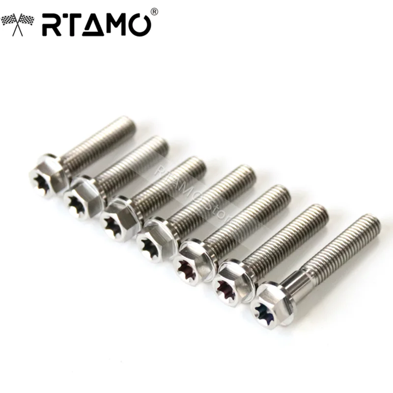 RTAMO Titanium Flange Torx Head Bolt 1PC M6 Full-Forged T30 Silver Color