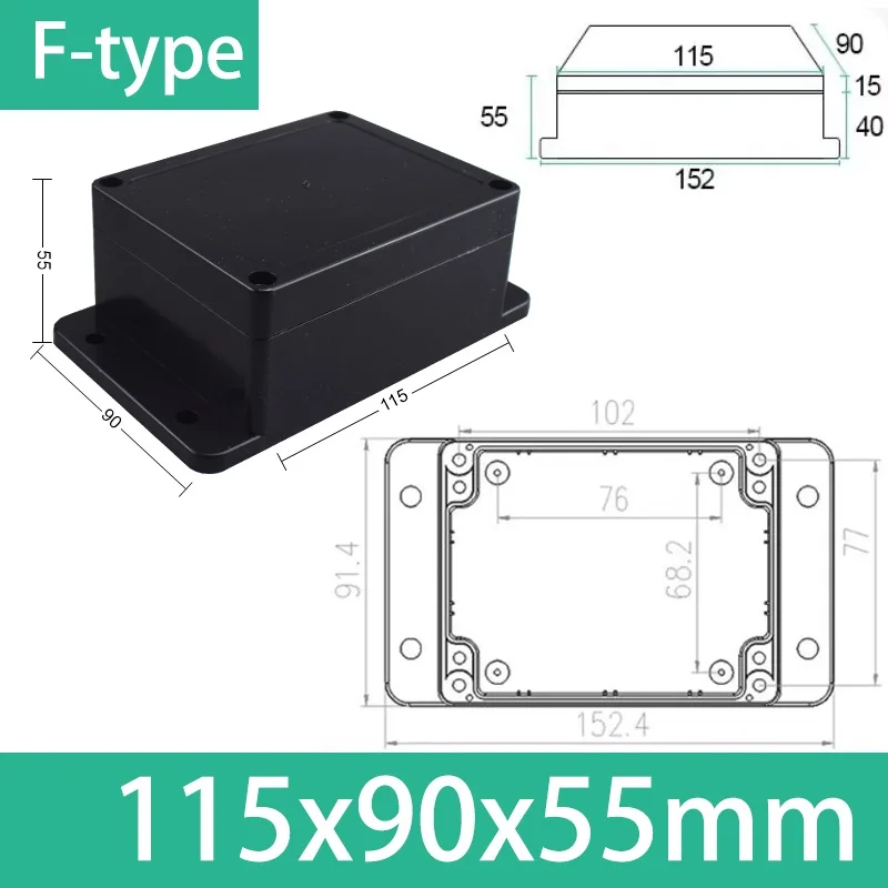 ABS waterdichte behuizing elektronische veilige behuizing plastic dozen zwarte draadaansluitdoos plastic organisator IP67 waterdichte behuizing