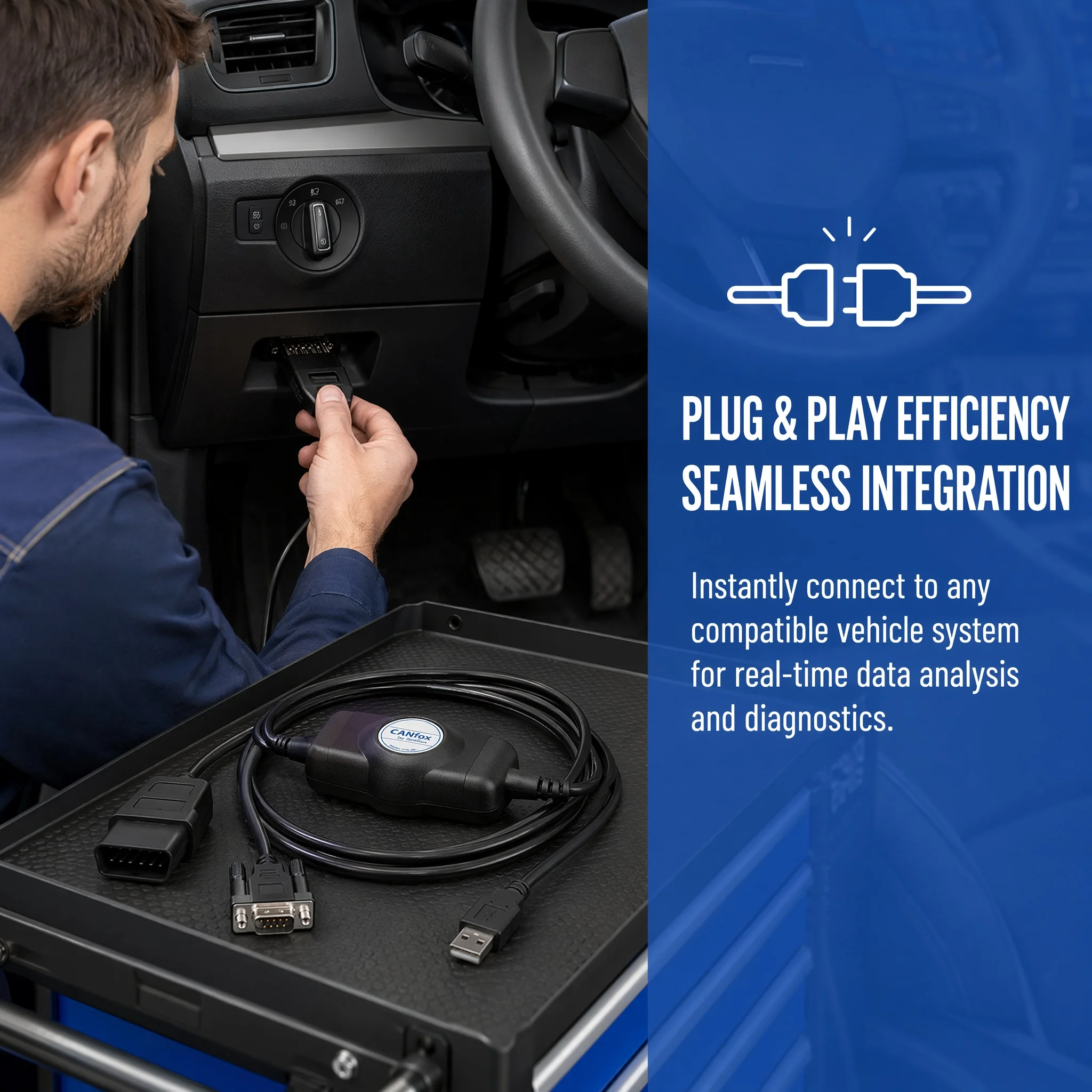 AutoEPC KRAMER DIAGNOSTIC KIT (CANFOX) Including CANfox Interface  • OBD2 Cable  • 9-pin Cable