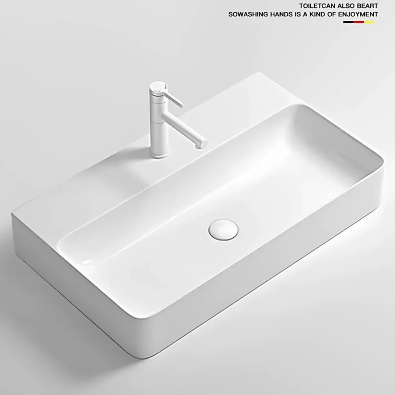 Counter Basin Rectangle Washbasin Single Basin Household Art Washbasin Large Wide Balcony Ceramic Washbasin