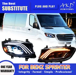 AKD Head Lamp for Benz Sprinter LED Headlight 2018-2023 Headlights Sprinter DRL Turn Signal High Beam Angel Eye Projector Lens