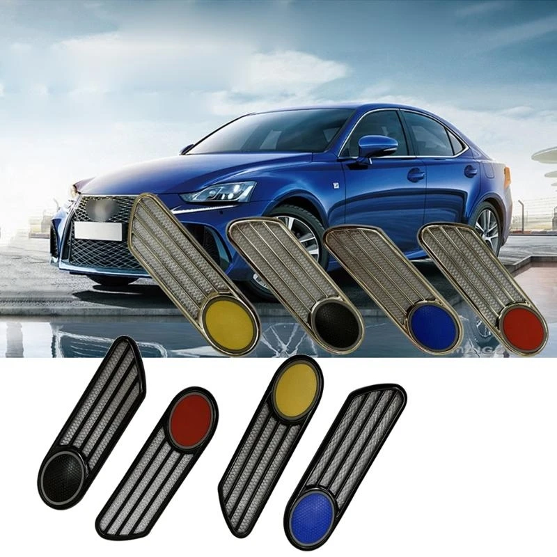 U13C 2 Pcs Side Decor Sticker High Reliability Sticker Accessories ABS Car Side Grille Bonnet Side