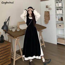 Women Sets Dress Two Pieces Preppy Style Panelled Bodycon Outfit Vintage A-line New Fashion Y2K Women Clothing Lacework Elegant