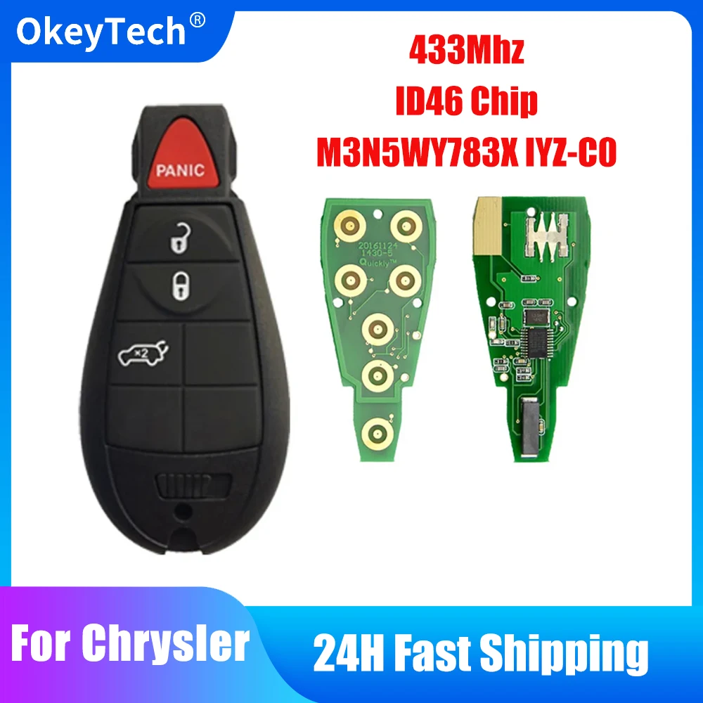 

Okeytech 433Mhz ID46 Chip Remote Key For Chrysler Town & Country Jeep Grand Cherokee For Dodge Caliber Journey M3N5WY783X IYZ-C0