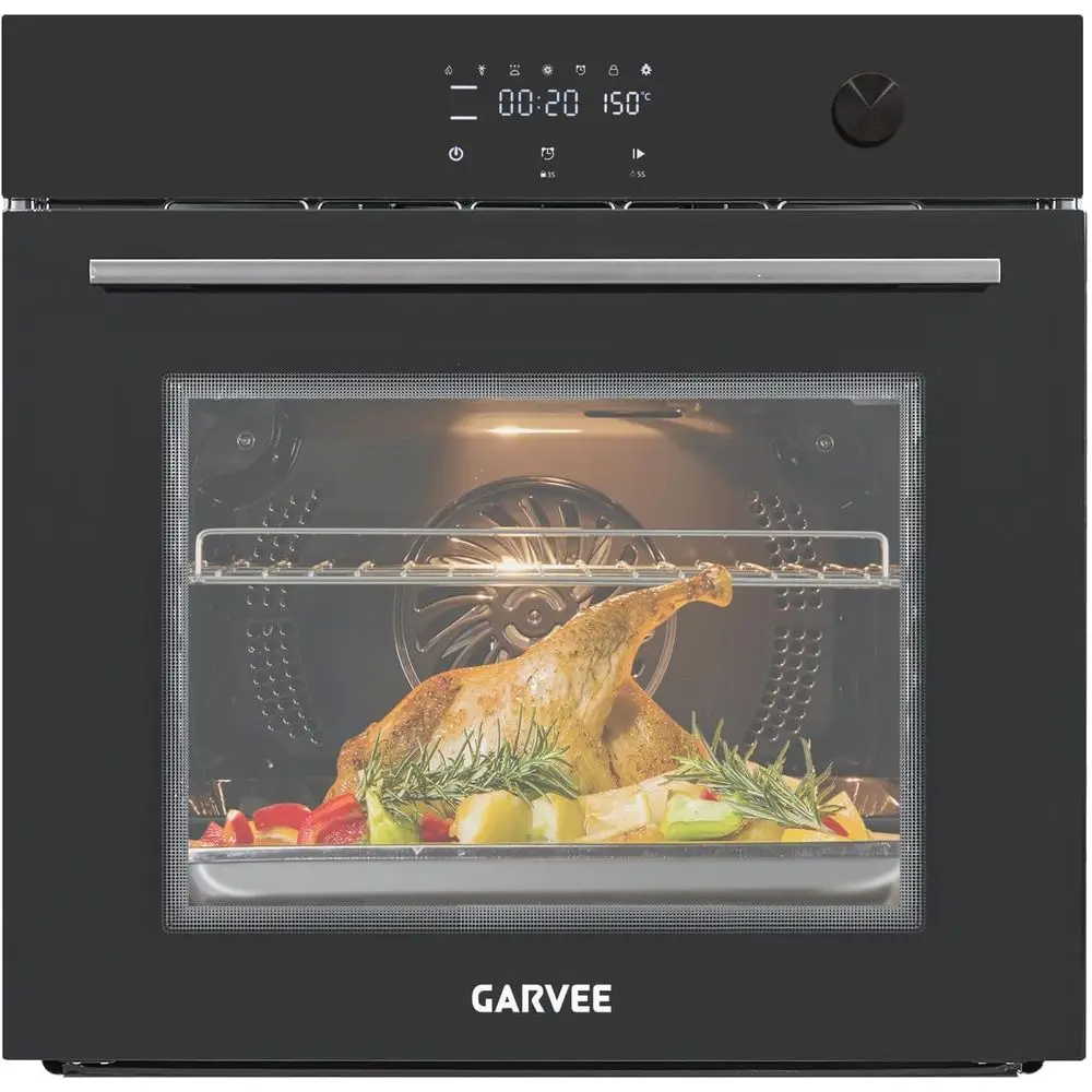 

24 Inch Built-In Single Wall Oven, 2.5 Cu.t Electric Oven with Touch & Mechanical Knob Control, 8 es, 3000W, ETL Certiied, Black