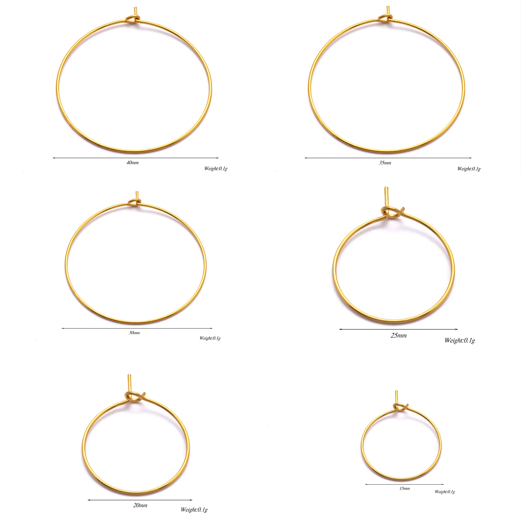 50 Stück Edelstahl, hypoallergen, 15 mm–40 mm, runde, kreisförmige Drahtohrringe, passend für die Herstellung von Schmuck und Ohrringen im DIY-Stil. – Detail 1