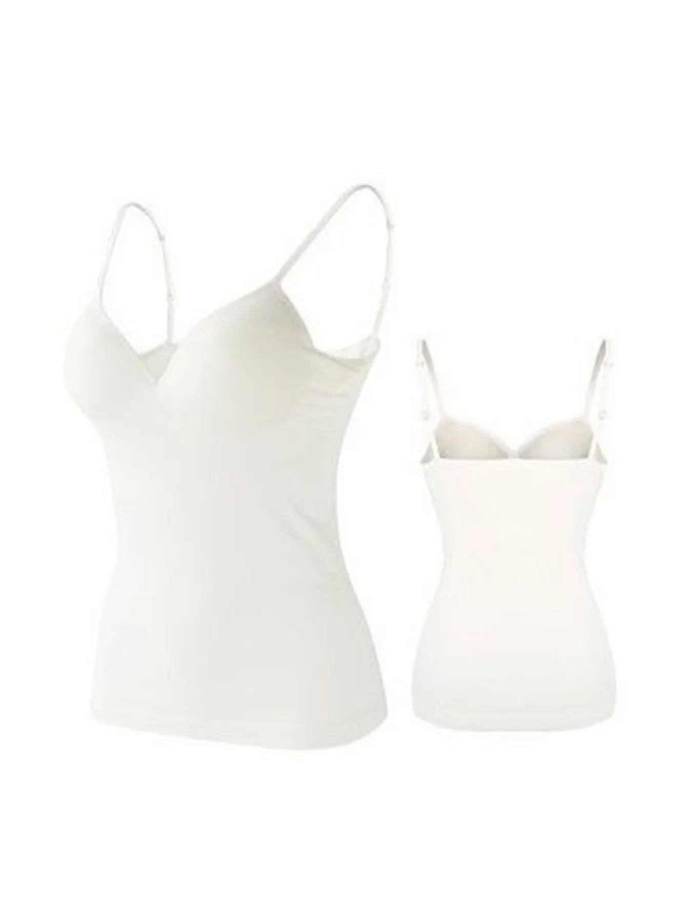 2026 Women's Sexy V-Neck Camisole Top with Built-in Bra Pads - Plus Size U-Shaped Back Design for Enhanced Bust Support