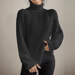 Knitted Women's Turtleneck Sweater Oversized Thick Black Pullover Female Jumper Autumn Winter Trendy Long Sleeve Sweaters