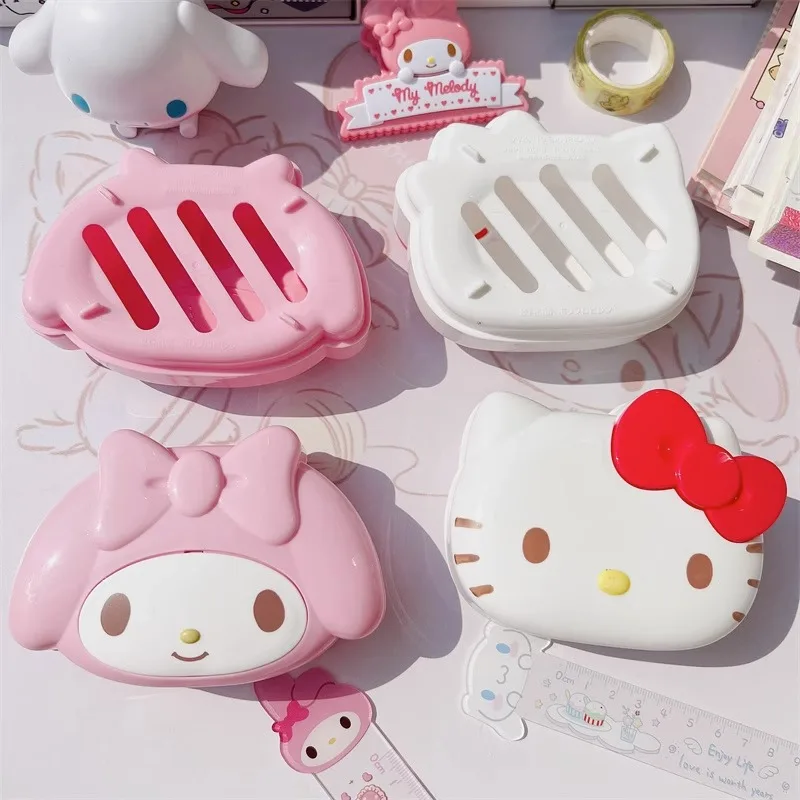 Kawaii Sanrio My Melody Soap Box Cartoon Hello Kitty Soap Box Household Bathroom Sink with Cover Drain Laundry Soap Frame