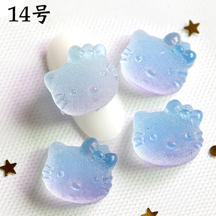 10Pcs New Kawaii Sanrio Hello Kittys Nail Charms Cartoon Diy Gradient Juice Fudge Shaped Nail Art Ornaments Cute Accessories