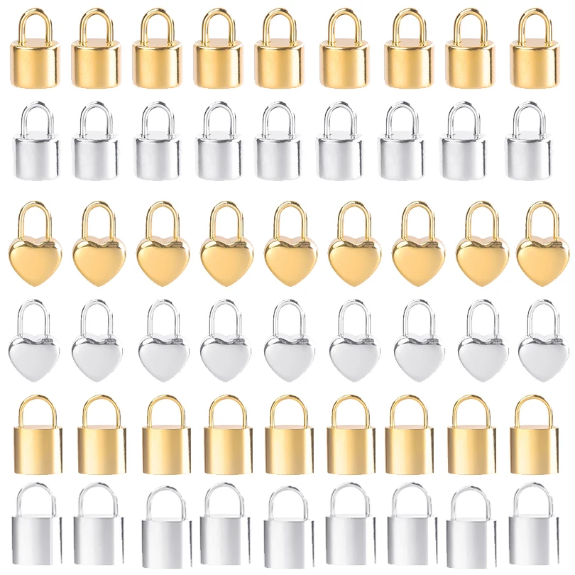 Fashion Jewelry Accessories 5pcs/Lot Stainless Steel Lock Padlock Pendants Gold Plated Heart Padlock Charms For Jewelry Making