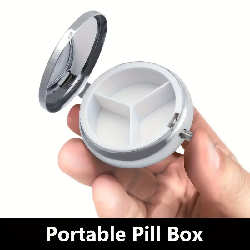 Round Medicine Box,Metal Round Mini Medicine Box,Elegant Medicine Box Box,Portable Tablet Vitamin Shelf Organizer