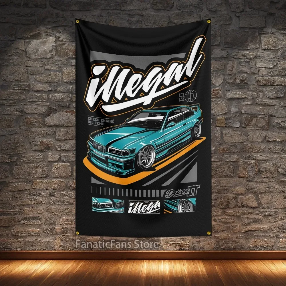 JDM Legend Modified Car Flag Polyester Digital Printing Cars Flagge Banner For Decoration