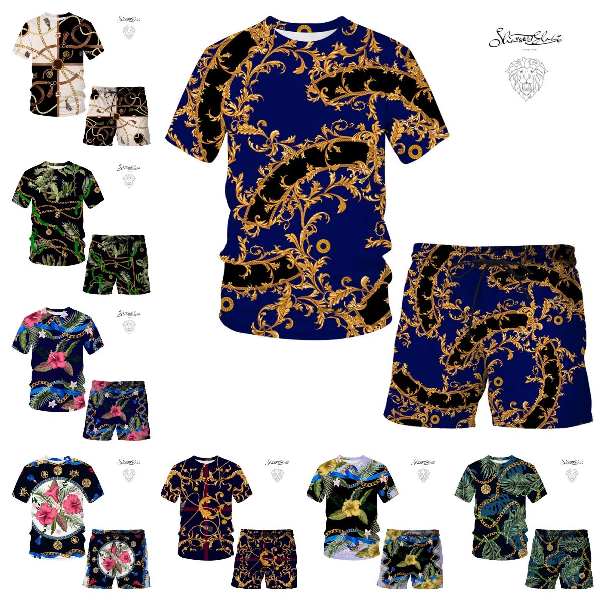 

2025-26 модный роскошный трендовый костюм с 3D принтом, дизайн для путешествий на открытом воздухе, мужской костюм, дышащие быстросохнущие шорты с короткими рукавами Y2K