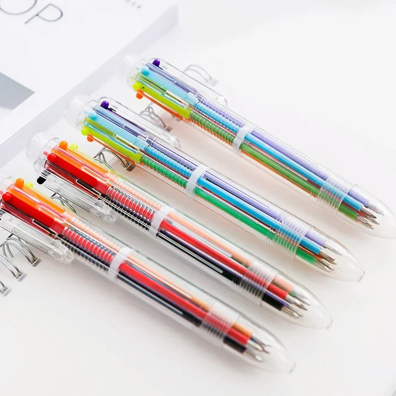 3pcs/Lot 6 In 1 Colorful Pens Novelty Multicolor Ballpoint Pen Multifunction Stationery School Supplies