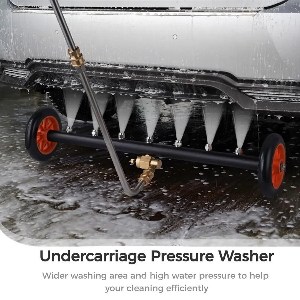 

24-дюймовая автоматическая мойка ходовой части высокого давления, щетка для чистки днища, водяная метла с фитингом 1/4, инструмент для чистки автомобиля