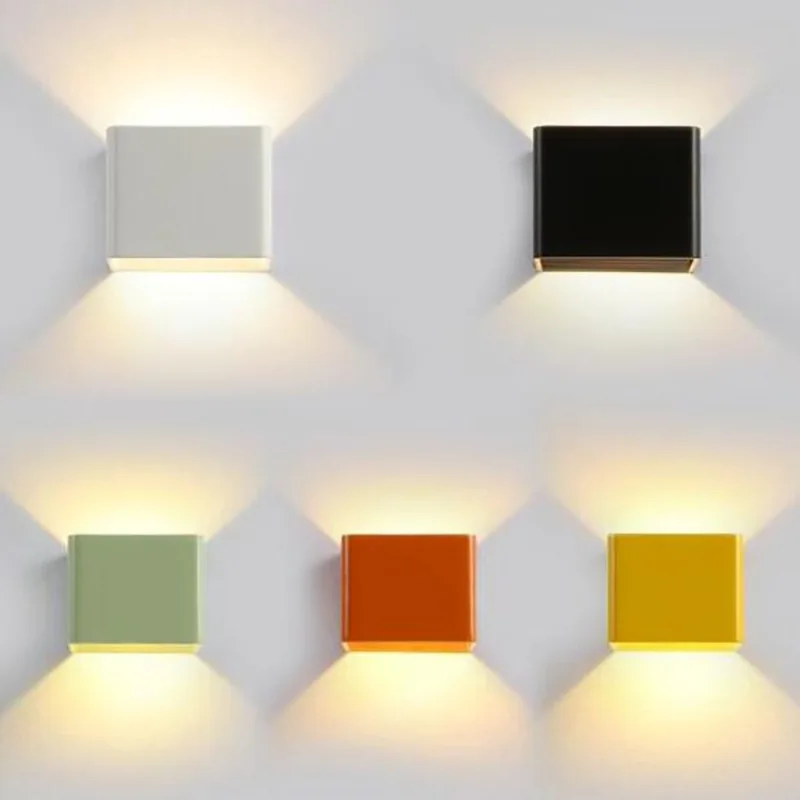 

Scandinavian simple square wall lamp living room bedroom bedside lighting modern box creative personality macaron wall lamps