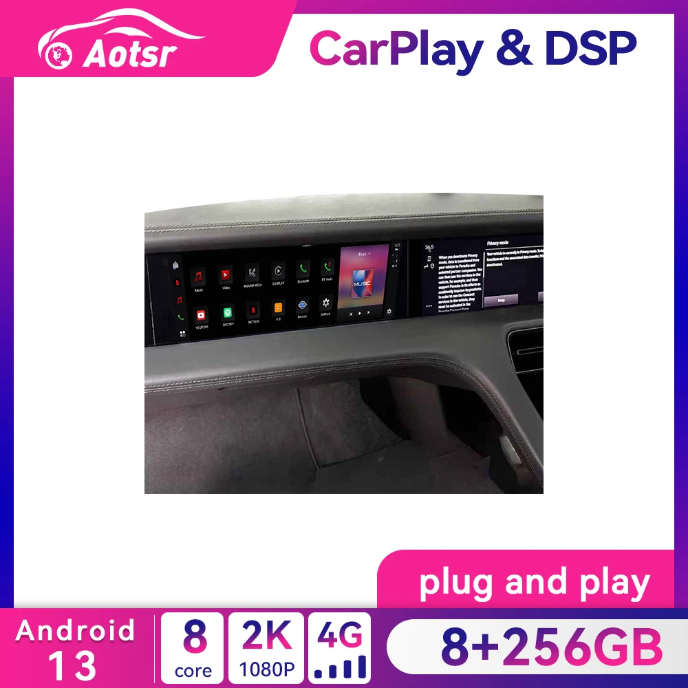 11 '' auto screen Android 14 For Porsche Taycan 2019 - 2025 right-hand drive car Co pilot entertainment screen Multimedia player