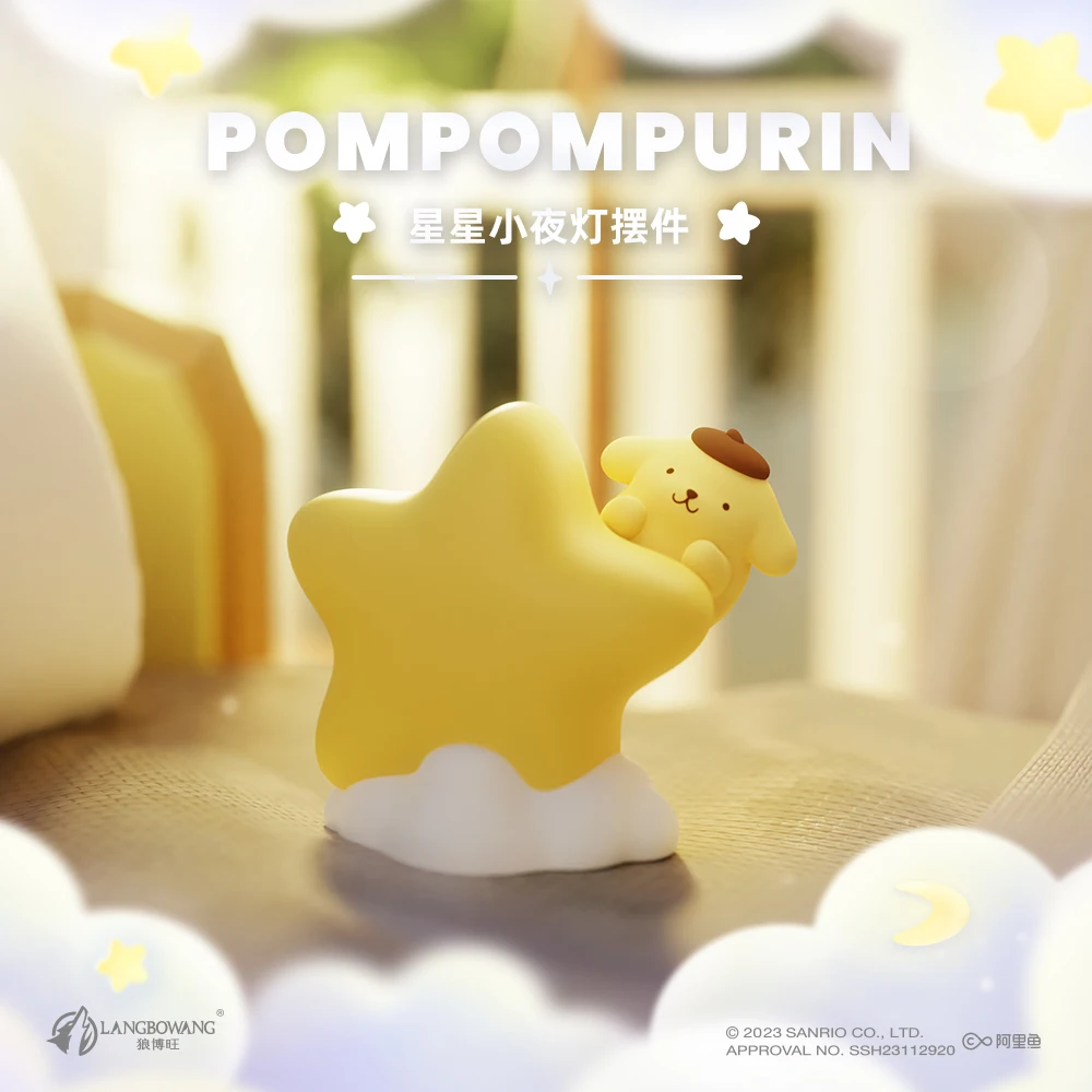Sanrio familia estrella luz nocturna periférica juguete de moda muñeca de mesa adorno decoración caja ciega figura pochacco cinnamoroll