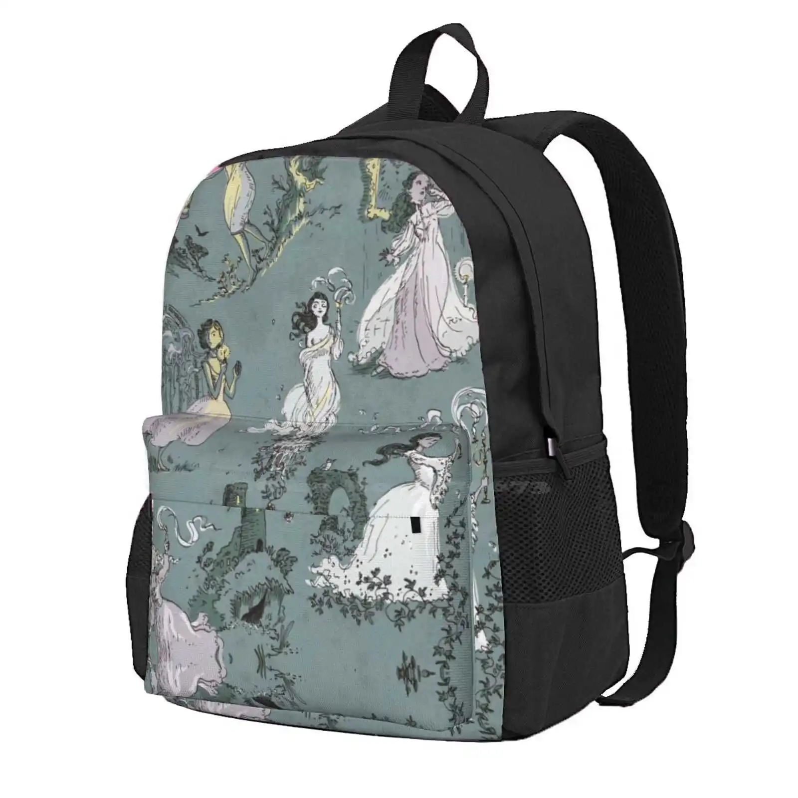 Girls Running From Houses Hot Sale Schoolbag Backpack Fashion Bags Gothic Ghost Flee Book Cover Cover Art Pulp Fiction