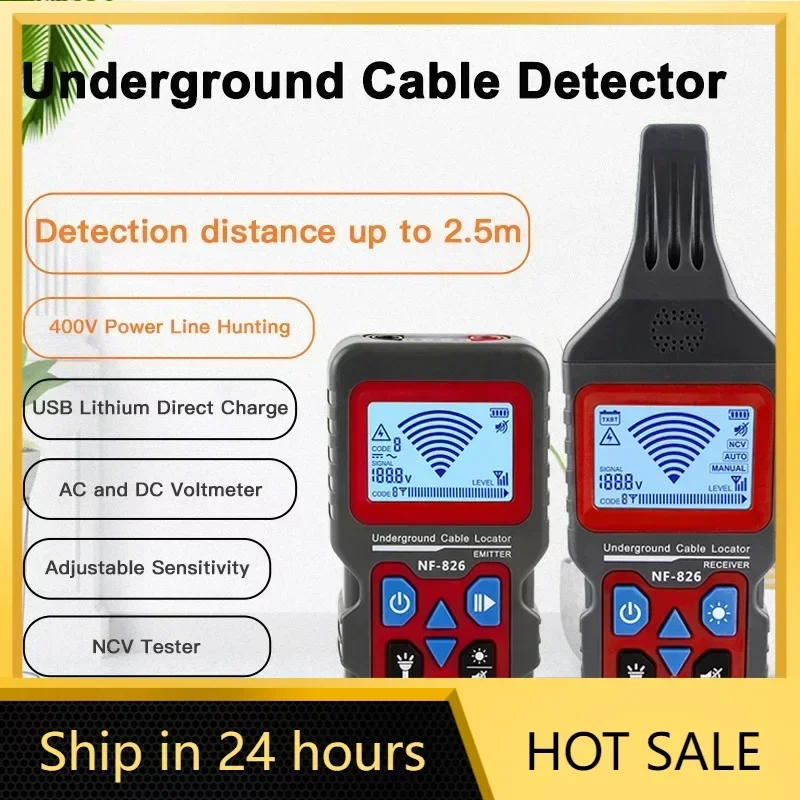 NF-826 Underground Cable Tester Locator Wire Tracker Detection for Electrical Lines Water Gas Supply Pipeline Path