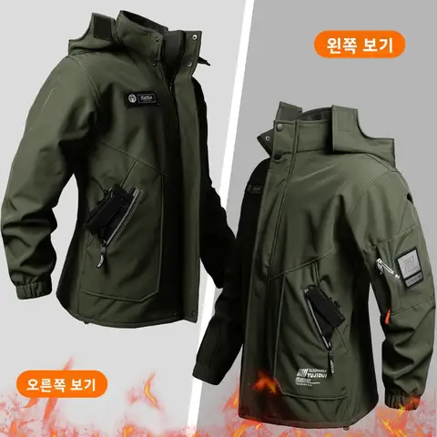 남성용 플리스 안감 방수 소프트 쉘 작업복 라이딩 아우터웨어 전술 장비 가을 겨울 보온 보호복 세트