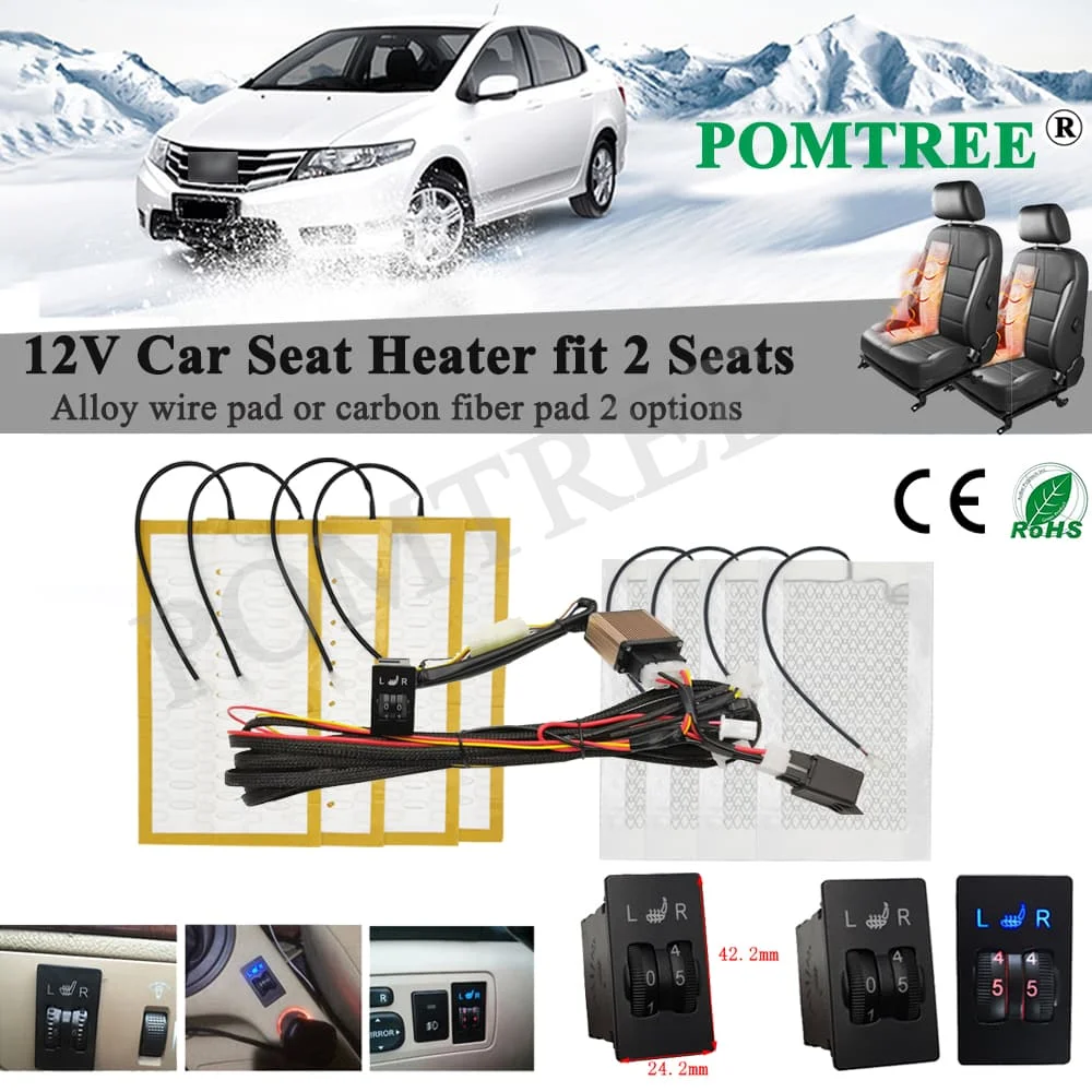 New Car Seat Heater Kit Fit 2 Seats Alloy Wire/Carbon Fiber Heating Pad 5-level Switch  For Toyota Camry Corolla RAV4 Highlander