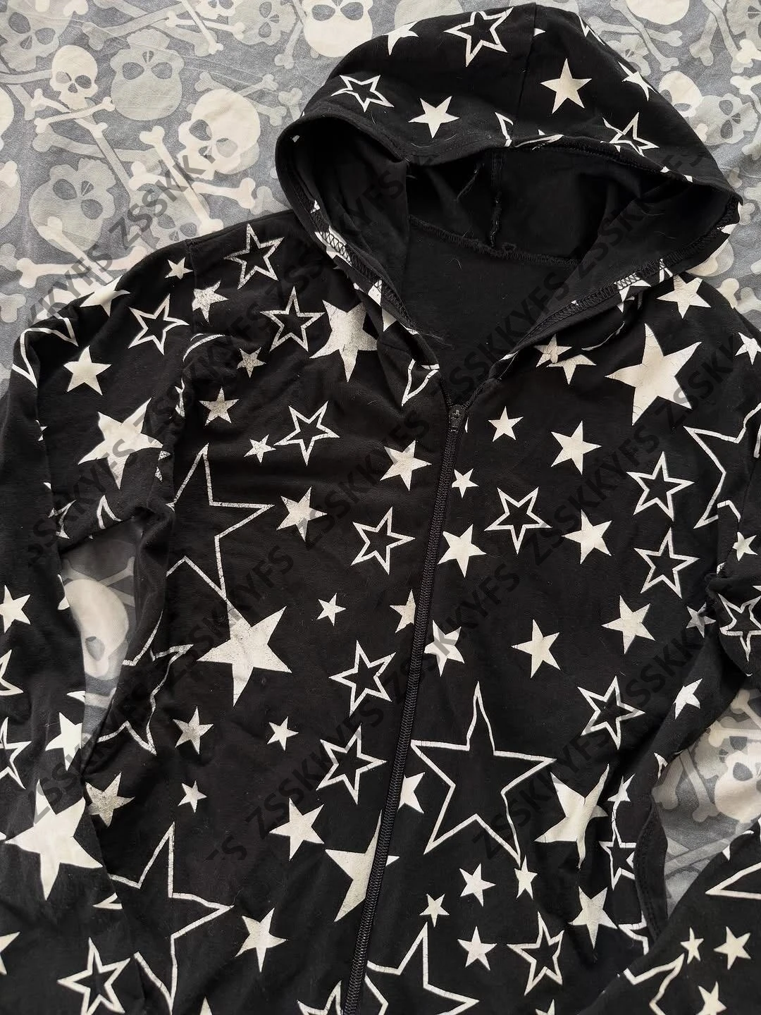 Y2k chemise à capuche étoile imprimé fille Streetwear Hip-hop sweats à capuche zippé Vintage hiver années 90 manches longues Blouse veste emo