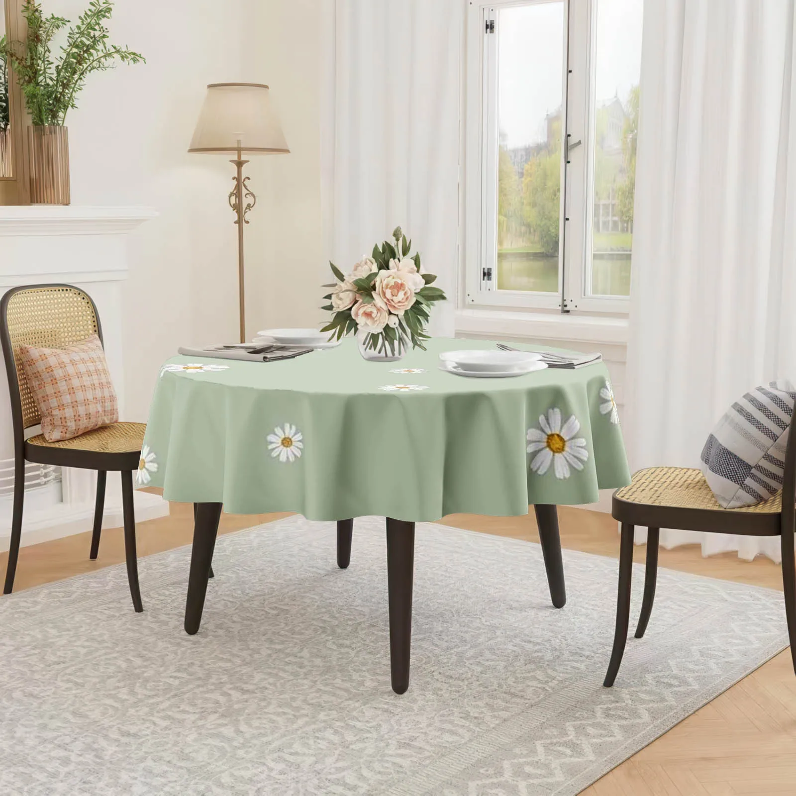 150x150 cm / 59x59 inches Daisy Small Flower Printed Tablecloth, Party Tablecloth for Festivalsxzj