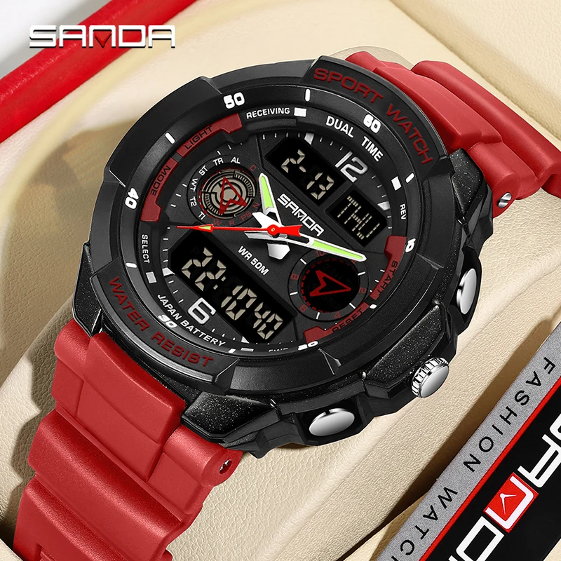 

SANDA Multifunctional Men Electronic Clock Luminous LED Digital Display Military Watch Sports Chronograph Watch Reloj Hombre