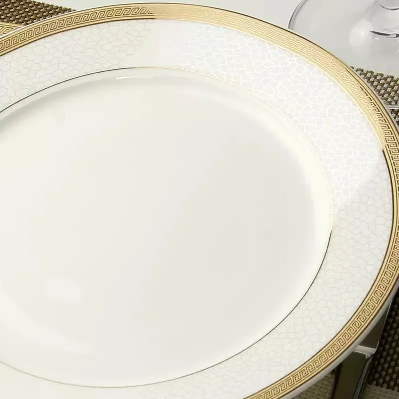 2pcs/lot, 10 & 8 inch, real bone china dinner plate set, white porcelain plate, dishes for restaurant, white porcelain tray