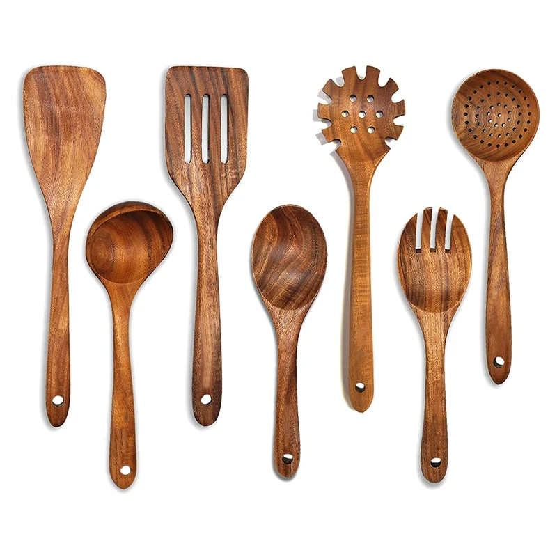 

Wooden Spoons For Cooking,Wooden Cooking Utensils 7Pcs Wooden Kitchen Utensil Set Wooden Utensils For Cooking CNIM Hot